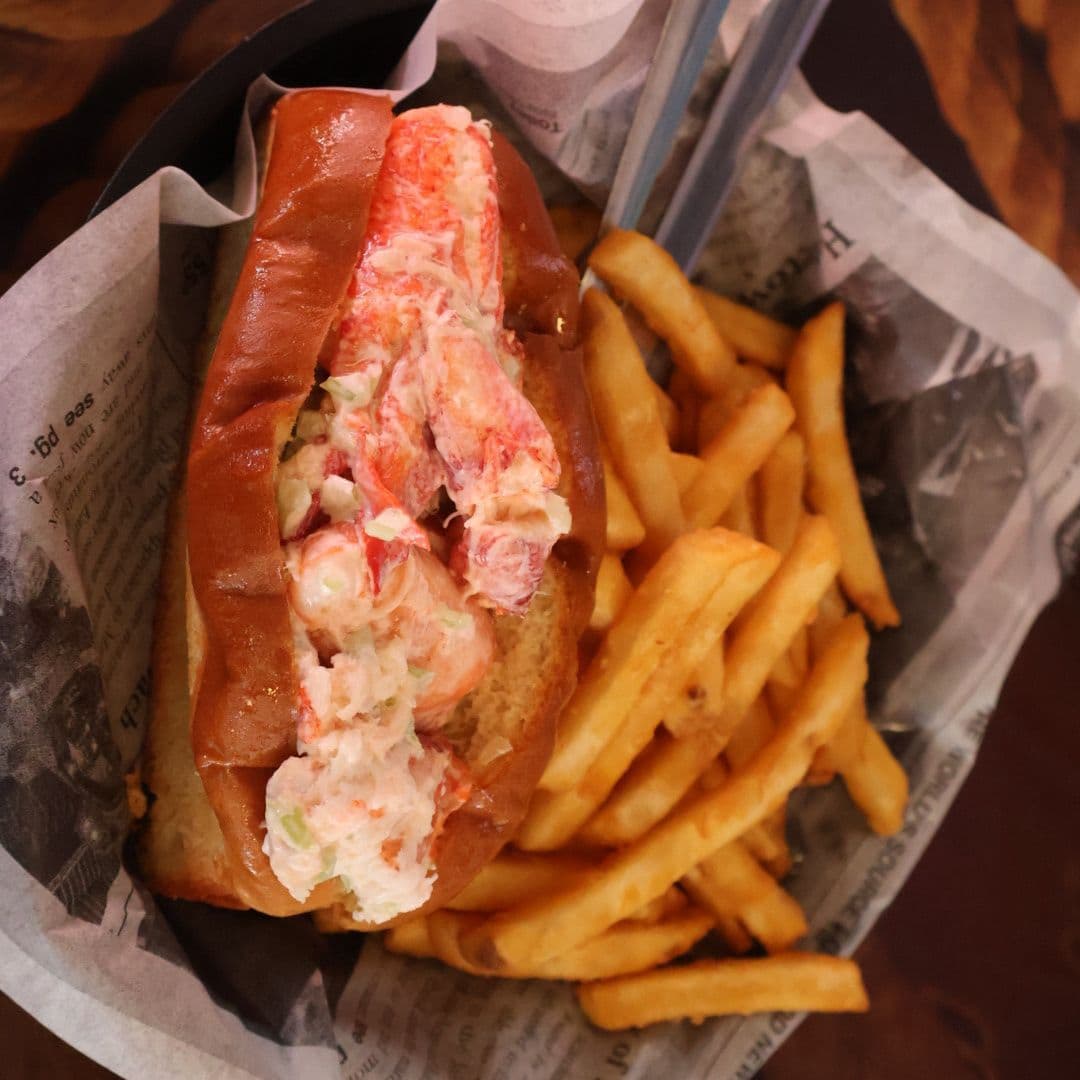 Lobster roll with fries